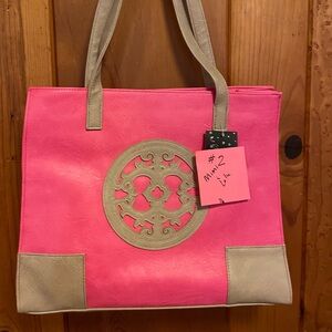 Pink and Tan Tote Bag